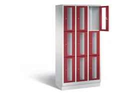 Lockerkast 1800x900x500mm 3x3 vakken Cilinderslot, Sokkel, RAL3003