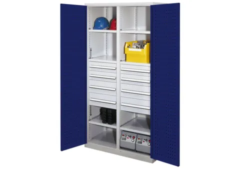 Materiaalkast Scheidingswand 1950x1000x600mm 6legborden 8laden Ral5010