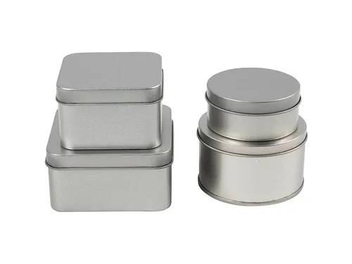 Blikjes Creativ Company cirkel en vierkant set à 4 stuks zilver