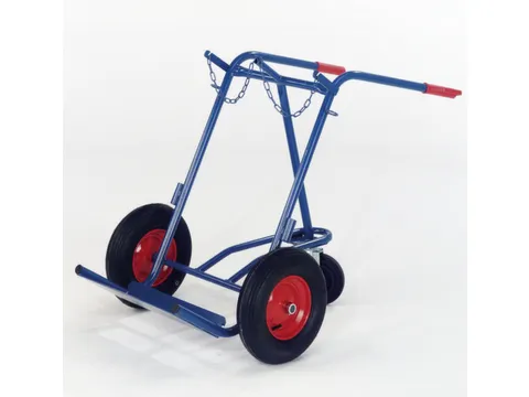 Flessenkar 200kg 2x40/50l-fles Steunwiel Massief Rubber Banden