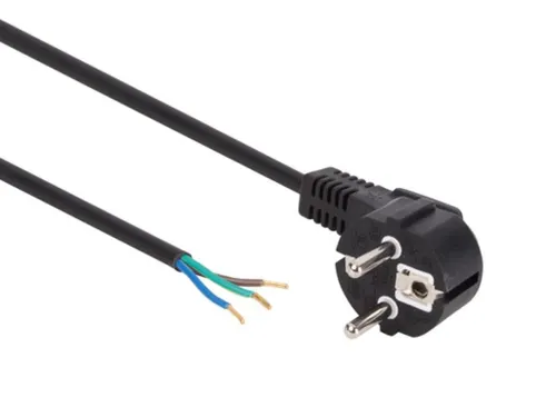 Voedingskabel Zwart CEE 7/7 90 + Uiteinden L=3m H05VV-F 3G0.75mm²