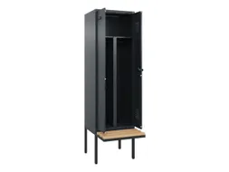 PBM-locker met bank,HxBxD 2120x600x815mm,2vak,vak B 300mm,draaigrendel