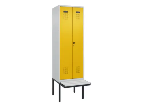 PBM-locker met bank,HxBxD 2120x600x815mm,2vak,vak B 300mm,draaigrendel