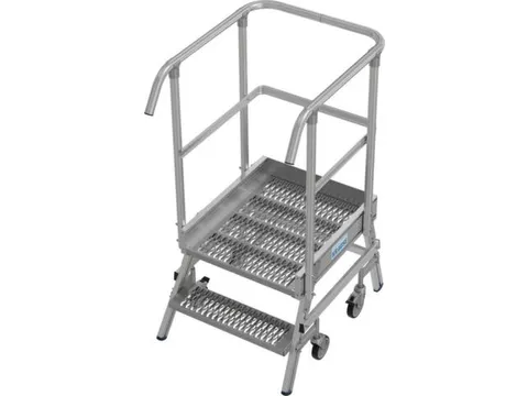 bordestrap,verrijdbaar,bordes H 0,5m,2treden m. R13-laag,aluminium