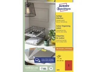etiket Avery ILK 210x297mm 100 vel 1 etiket per vel rood - 2