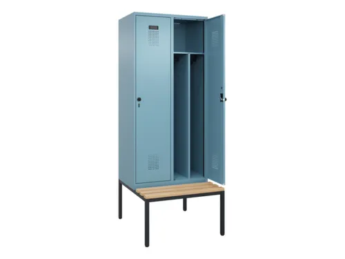 locker met bank,voor scheiding van kleding,HxBxD 2120x800x815mm,2vak