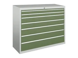 ladekast HxBxD 1000x1023x600mm 7laden RAL7035 front RAL6011 - 2