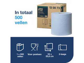 Tork 130073 Heavy-duty Paper Combirol Blauw 2-laags poetspapier - 5