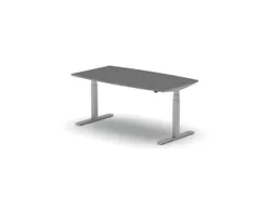 Elektrisch ihv Vergadertafel Vatvorm 1600x800mm Alu+donkergrijs Blad