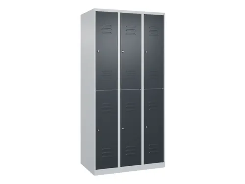 dubbeldekse locker,HxBxD 1850x900x500mm,3x2vak.,vak B 300mm,cil.-slot