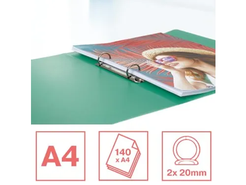Colour'Breeze ringmap, 2 ringen, PP, ft A4, met soepele kaft Groen