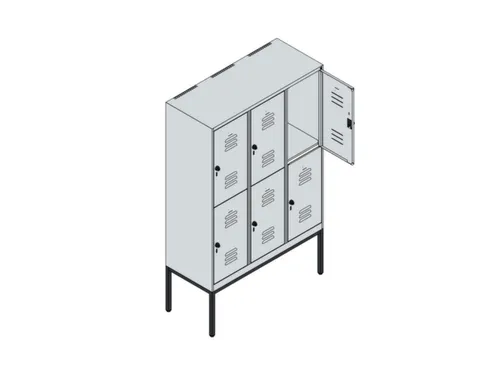 dubbeldekse locker,HxBxD 1950x1200x500mm,3x2vak.,vak B 400mm,cil.-slot