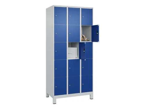 lockerkast,HxBxD 1950x900x500mm,3x5vakken,vak B 300mm,cil.-slot,voeten