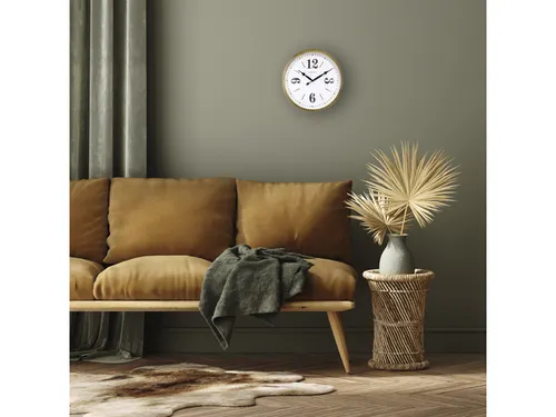Landelijke wandklok - 39cm - Stille klok - Wit/ Goud- NeXtime "Classic
