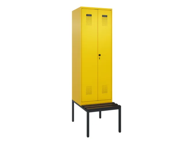 locker met bank,voor scheiding van kleding,HxBxD 2120x600x815mm,2vak