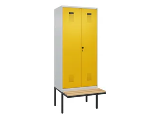PBM-locker met bank,HxBxD 2120x800x815mm,2vak,vak B 400mm,draaigrendel - 2