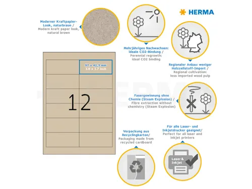 HERMA 10754 Silphie-papier Etiketten A4 97x42,3mm bruin 240 stuks