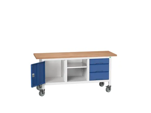 werkbank,HxBxD 830x1750x600mm,multiplexblad,uitrusting: 3laden,kast