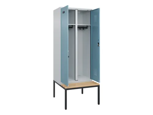 locker met bank,voor scheiding van kleding,HxBxD 2120x800x815mm,2vak