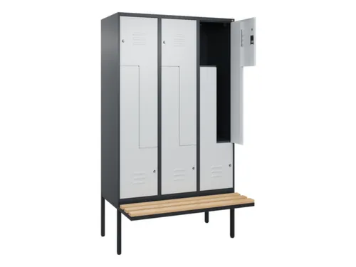 Z-garderobekast,HxBxD 2120x1200x815mm,6vak,vak B 400mm,cil.-slot