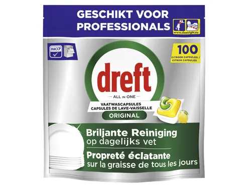 Vaatwastabletten Dreft All-in-1 professional lemon 100 stuks