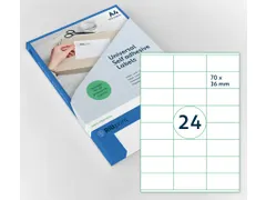 Etiketten Zelfklevend Wit 24 op A4 70x36mm 1000 Vel