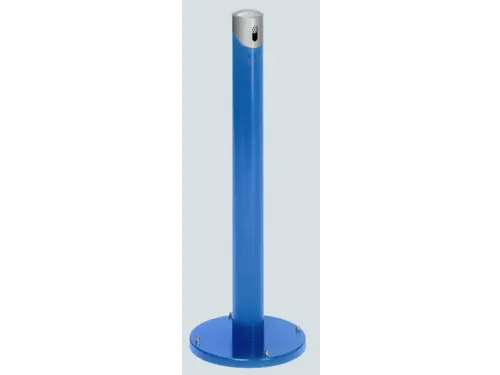 Staande Asbakzuil 2 liter H 1005mm Rond Ral5010 Bovengedeelte Zilver