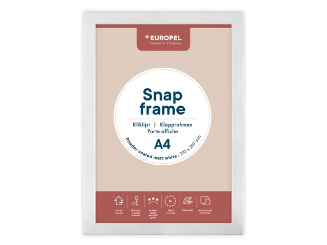 Kliklijst Europel A4 25mm mat wit