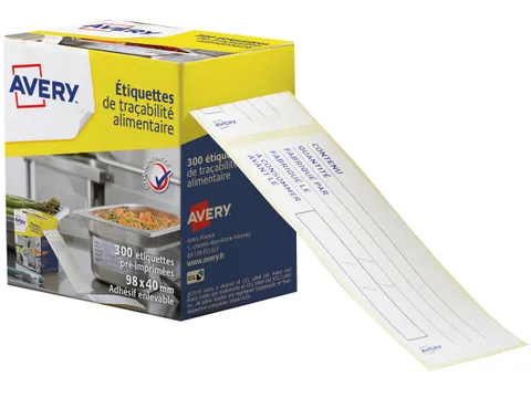 Avery etiketten voedselcodering Frans 98x40mm 300 etiketten op rol
