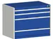ladekast HxBxD 800x1050x750mm 4 laden romp Ral7035 front Ral5010 staal