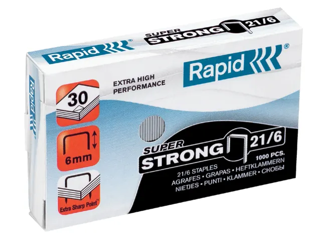 Nieten Rapid 21/6 gegalvaniseerd super strong 1000 stuks