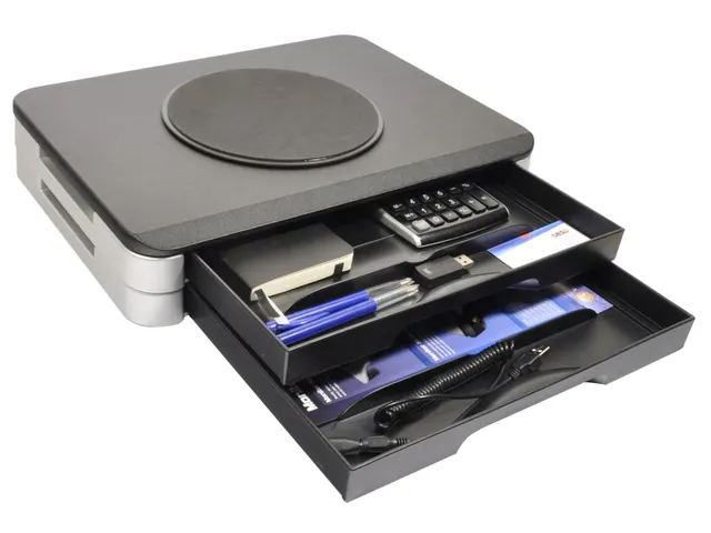 Monitorverhoger 2 Hoogte Standen 2 Lades Draaiplateau Zilver/Zwart