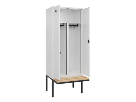 PBM-locker met bank,HxBxD 2120x800x815mm,2vak,vak B 400mm,draaigrendel