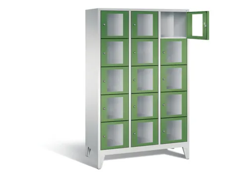 Lockerkast 1850x1200x500mm 3x5 vakken Cilinderslot Poten, RAL6011