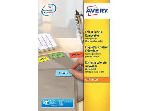 Gekleurde etiketten Avery Zweckform 45.7x21.2mm Geel 960 stuks