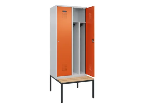 locker met bank,voor scheiding van kleding,HxBxD 2120x800x815mm,2vak