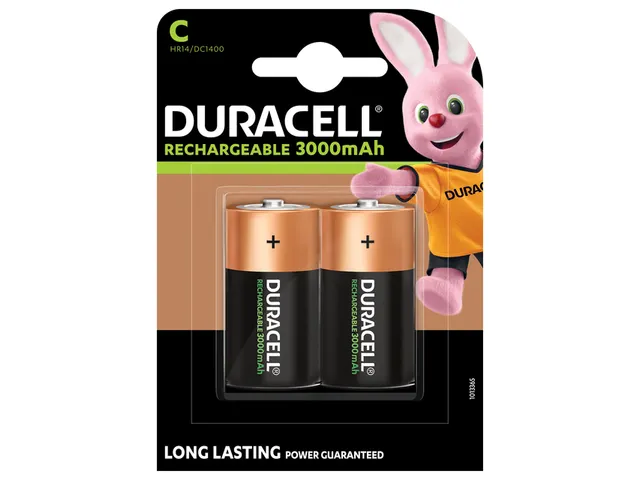 Batterij oplaadbaar Duracell 2xC 3000mAh Plus