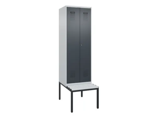 locker met bank,voor scheiding van kleding,HxBxD 2120x600x815mm,2vak