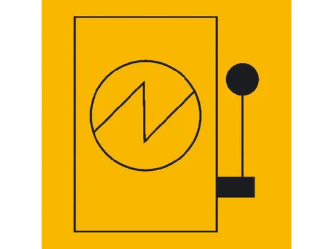 aanwijzingsbord,Hoofdschakelaar (symbool),PVC,geel/zwart