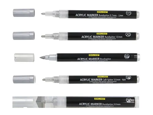 Acrylmarker Online lettering 5 breedtes zilver