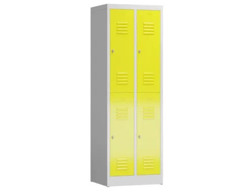 Dubbeldekse garderobekast 1800x590x500mm 2x2vak klink RAL7035 RAL1018