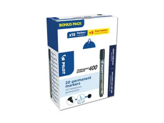 Permanent marker PILOT 400 schuin Breed Zwart 15+5 gratis - 1