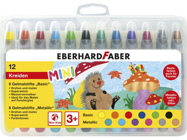 gelkleurpotloden Eberhard Faber 12 kleuren in plastic etui | KleurpotlodenWinkel.nl