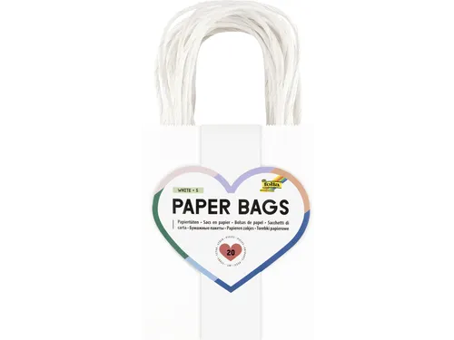 Tas met handvat Folia kraftpapier 110gr 12x15x5.5cm 20 stuks wit