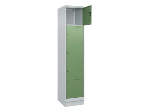 lockerkast,HxBxD 1950x400x500mm,1x5vakken,vak B 400mm,cil.-slot,sokkel