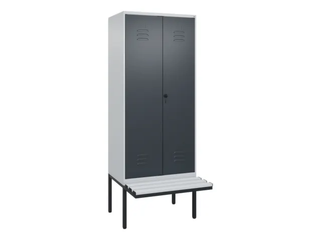 PBM-locker met bank,HxBxD 2120x800x815mm,2vak,vak B 400mm,draaigrendel