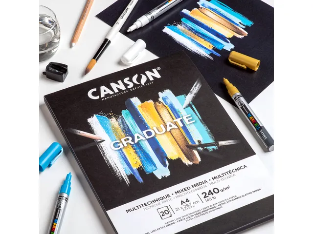Mixed mediapapier Canson Graduate Mixed Media 20vel 240gr A3 zwart