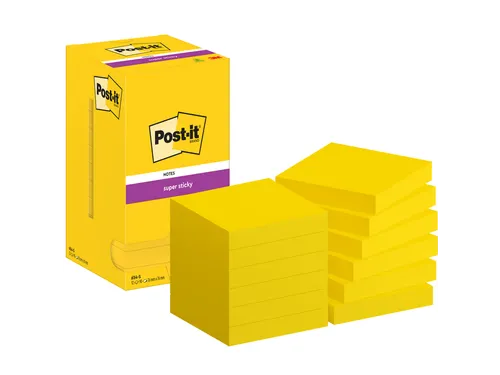 Memoblok Post-it 654 Super Sticky 76x76mm ultrageel 12 stuks