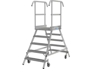 bordestrap,verrijdbaar,bordes H 1,2m,2x5treden m. R13-laag,aluminium - 2