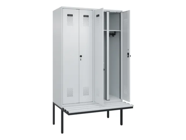 locker met bank,voor scheiding van kleding,HxBxD 2120x1200x815mm,4vak